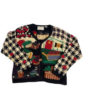 Eagles Eye Vintage Garden Cottagecore Cardigan Sweater Womens Medium Plant Mom